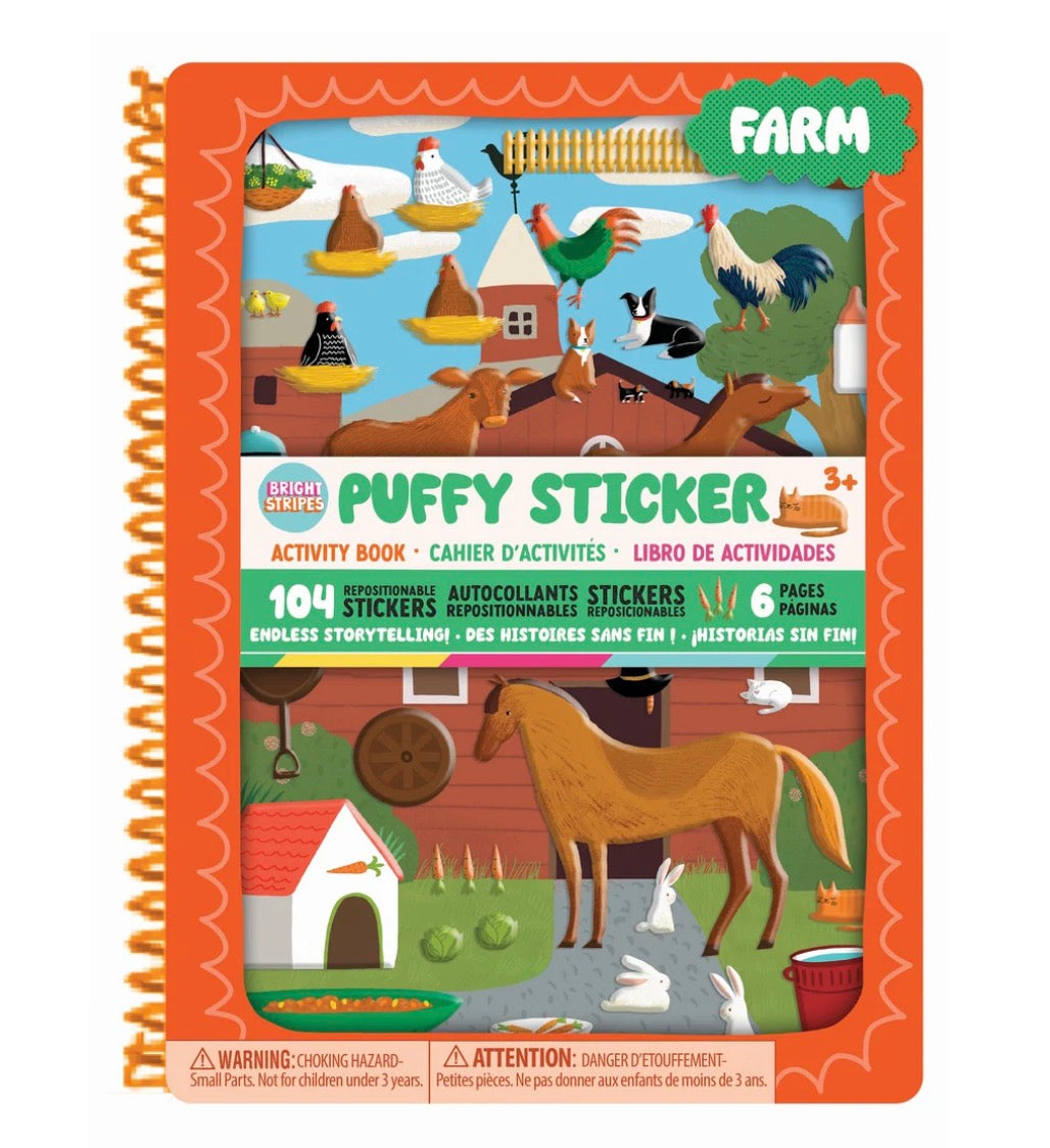 Brights Stripes Puffy Sticker Book - Farm