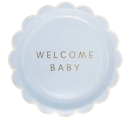 Welcome baby blue plate