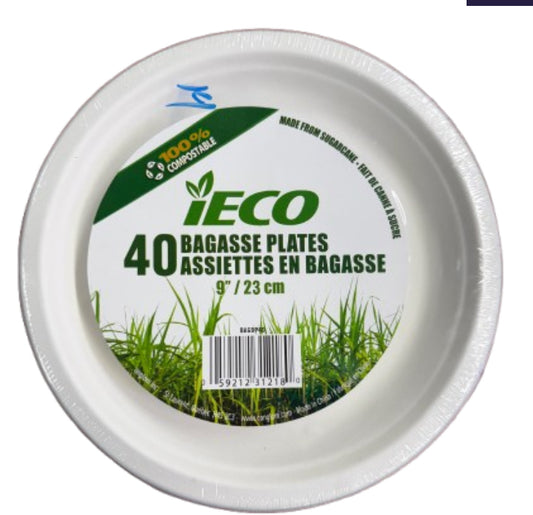 9″ BAGASSE PLATE 40 PCS
