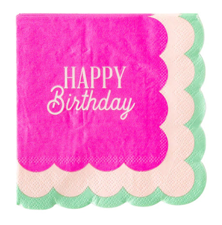 Pink Happy Birthday Cocktail Napkin