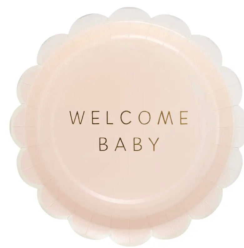 Welcome baby PINK plate