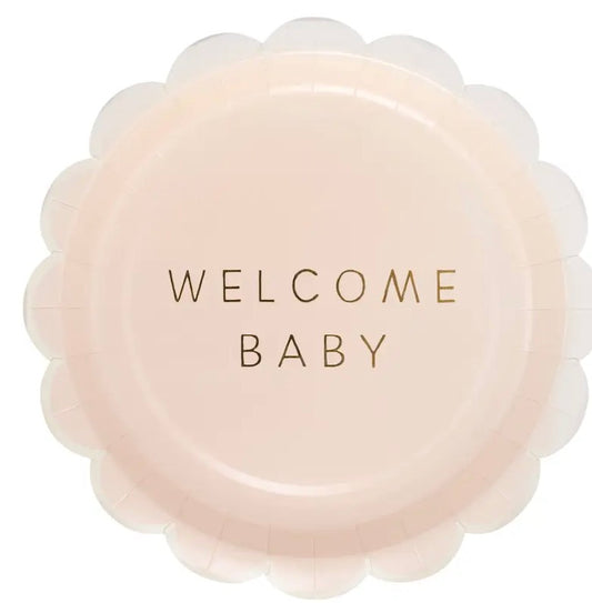Welcome baby PINK plate
