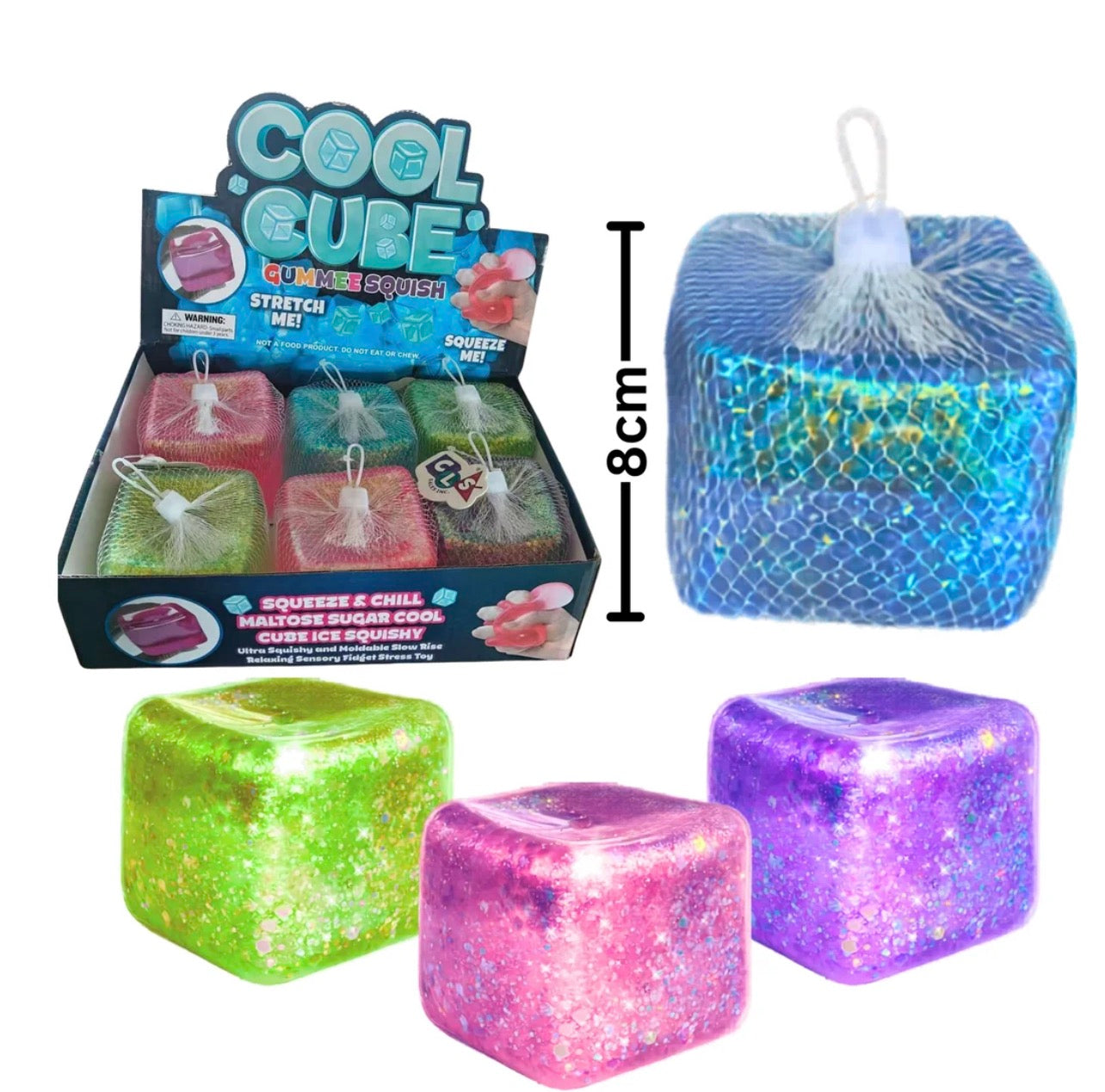 Jumbo Glitter Gummee Squish Cube