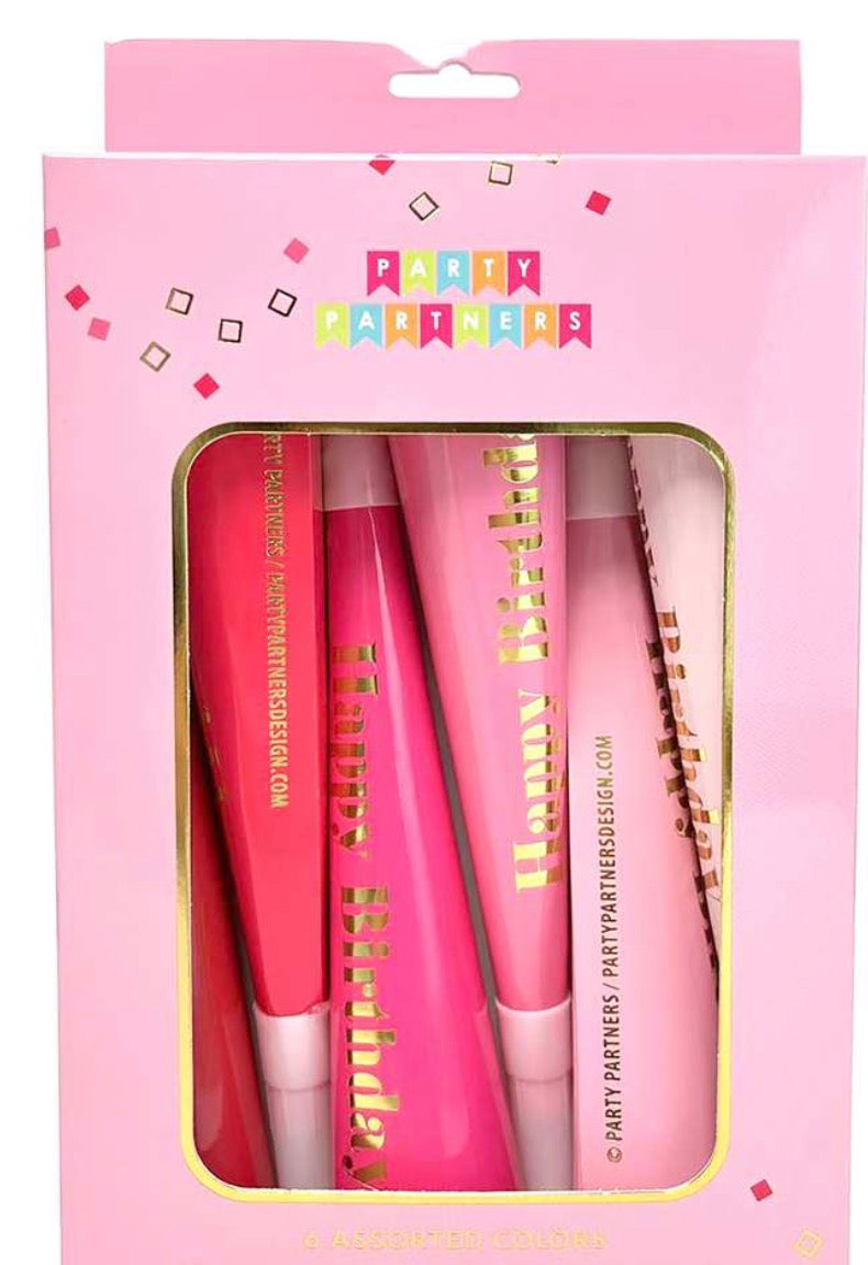 PARTY HORN BLUE PINK BIRTHDAY