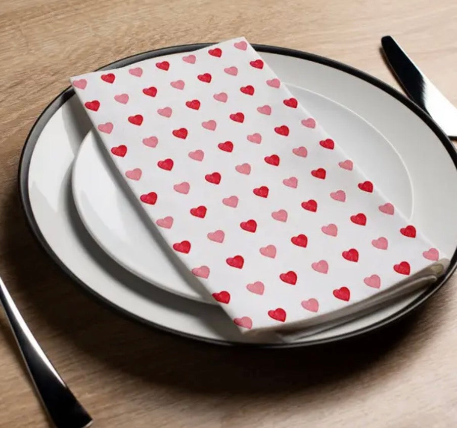 Water color hearts guest towel