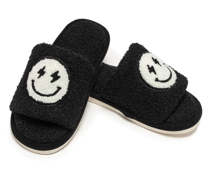 Black Bolt Smile Slippers