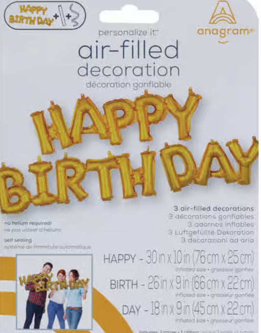 Air filled happy birthday decoration