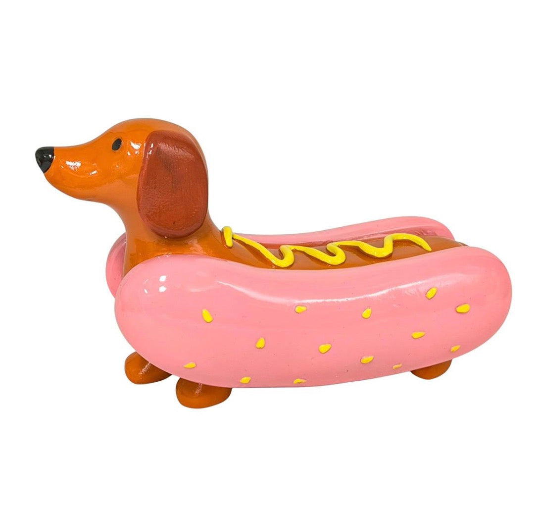 Dachshund Hot Dog Money Bank, Polyresin, 3.15x7x4.3"