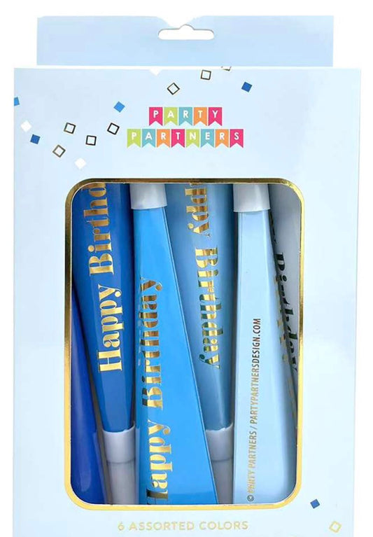 PARTY HORN BLUE HAPPY BIRTHDAY