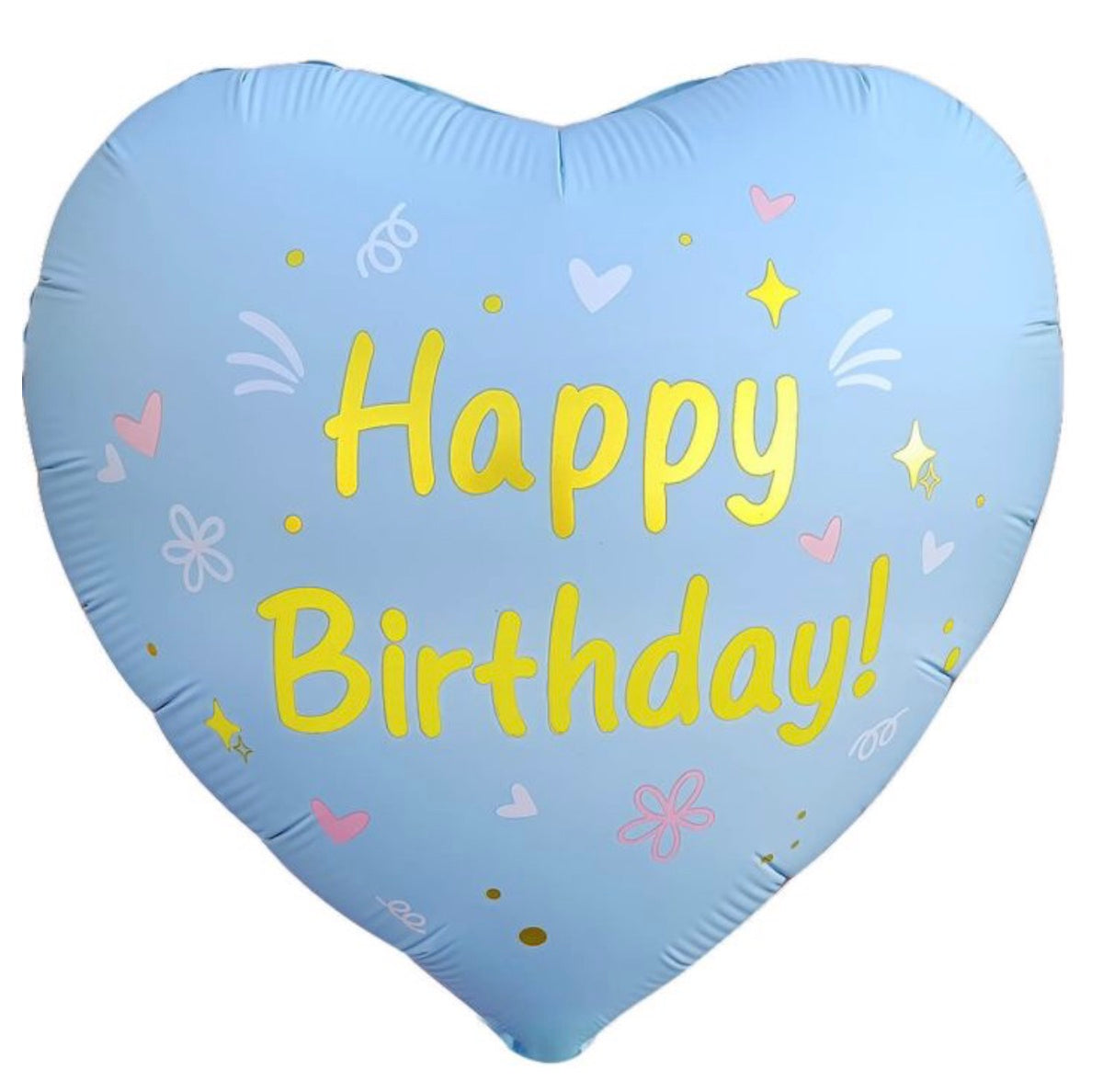 18" Happy Birthday Matte Blue Heart Balloon