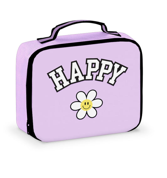 Purple Happy Canvas Insulated Lunch Box with Patches