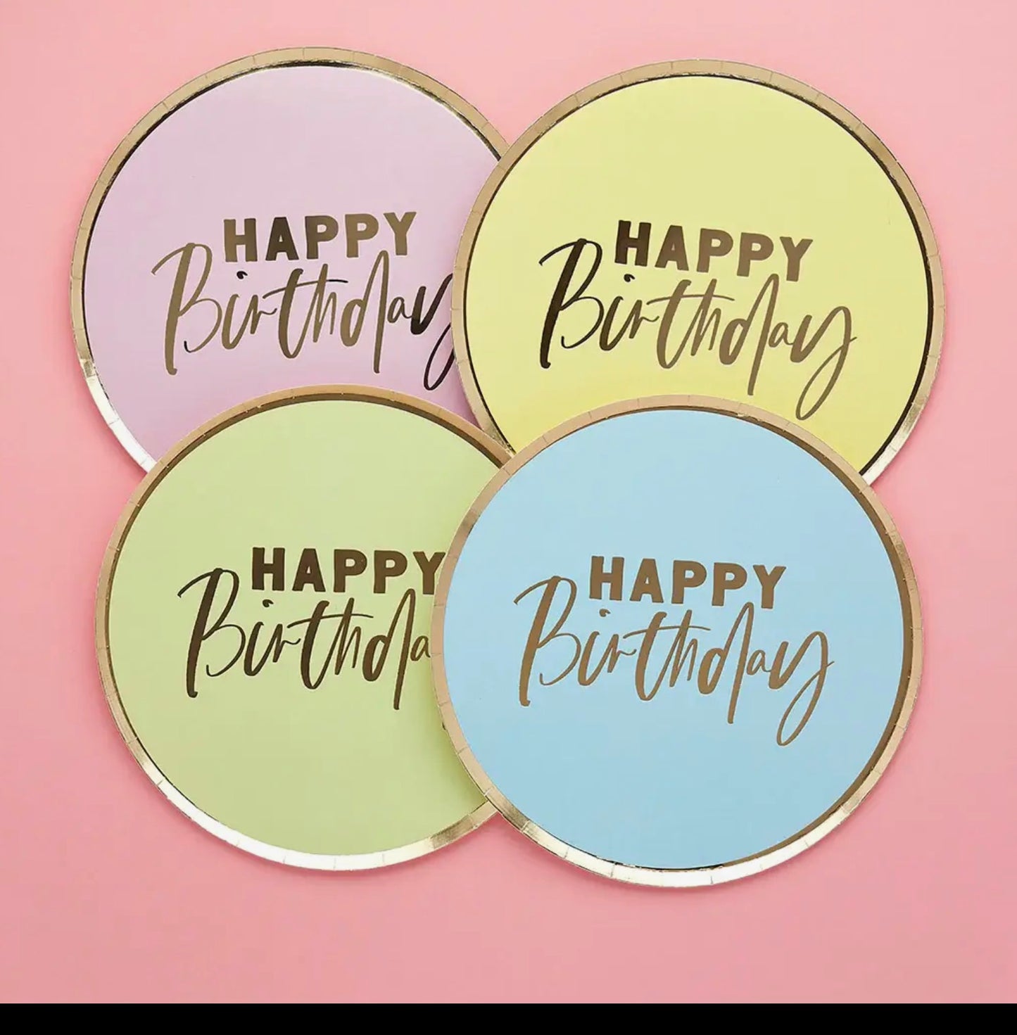 Pastel 'happy Birthday' Paper Plates 8 Pack