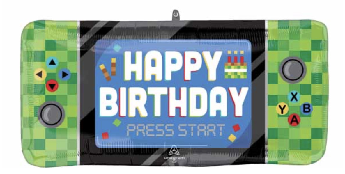 Happy Birthday Press Start gaming SuperShape Millard Balloon