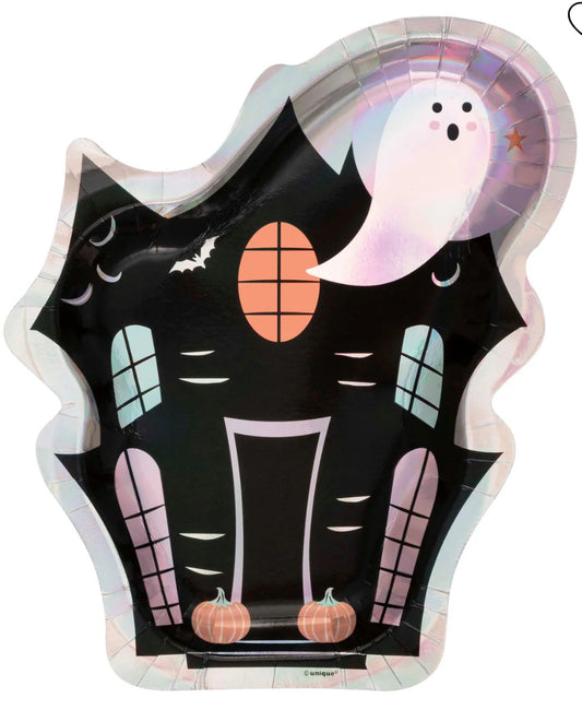 Pastel Hauntings House Shaped Paper Plates