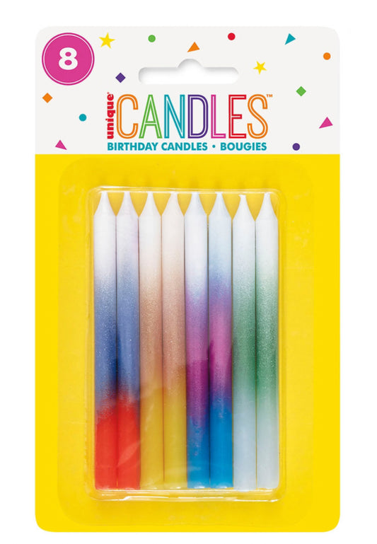 Ombre Bright Candles 8 ct