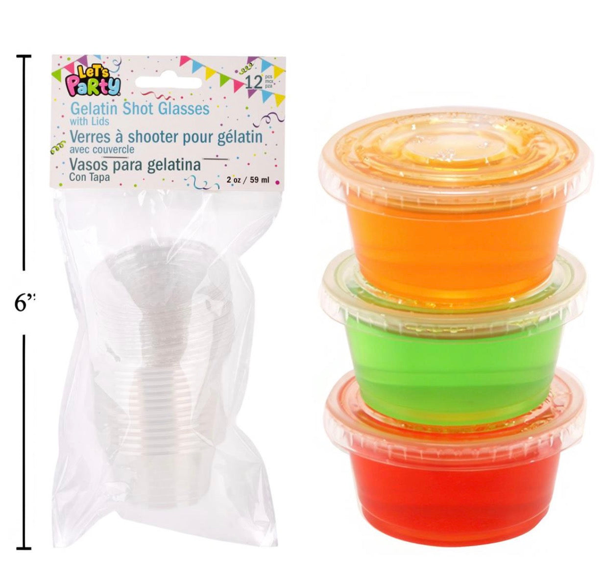 Let's Party 12pcs 2oz Gelatin Shot & Lids