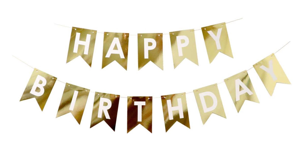 GOLD 8 FOOT HAPPY BIRTHDAY BANNER