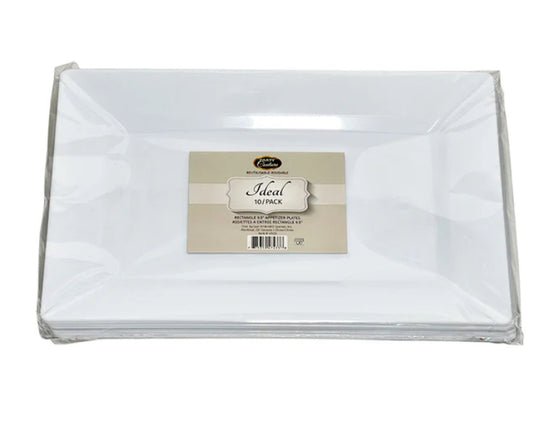 PARTY COUTURE - WHT 7.5" RECTANGLE DESSERT PLATE 10PK