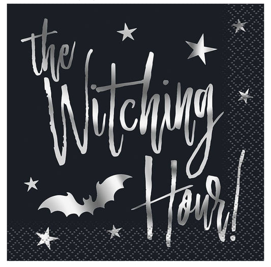 Silver Bats Halloween Cocktail Napkin