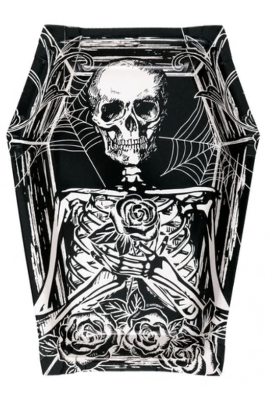 Sketchy Skull Skeleton Tombstone Plate