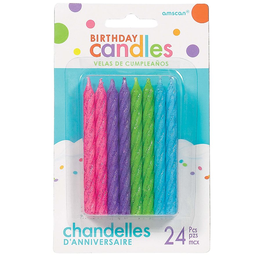 Pastel colour spiral candles with glitter