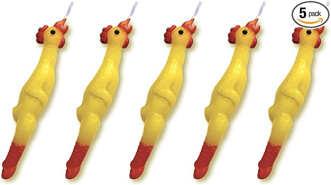 Rubber chicken birthday candles