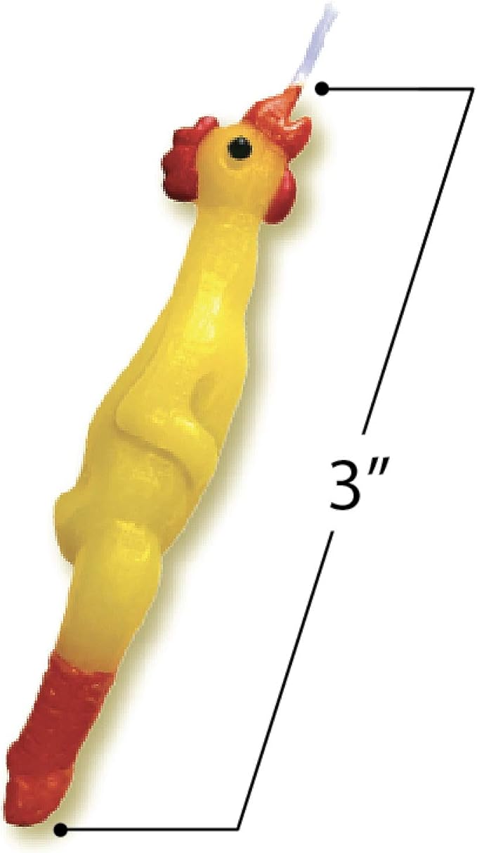 Rubber chicken birthday candles