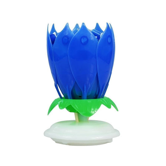 Six Colors Magic Cake Birthday Lotus Flower Candle Blossom Musical Rotating Decoration