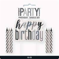 Black & Silver "Happy Birthday" Candle Set