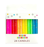 Rainbow Gold Glitter 24 Candles Set