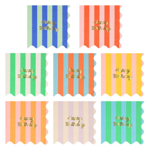 Stripe Happy Birthday Large Napkins|Meri Meri