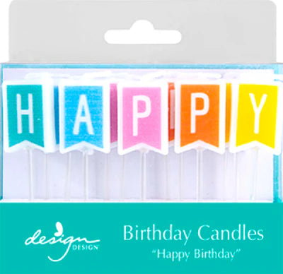 Soft Bright Birthday Flags Sculpted Candles