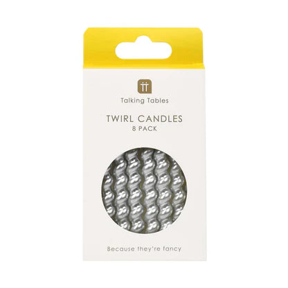 Talking tables swirl silver candles