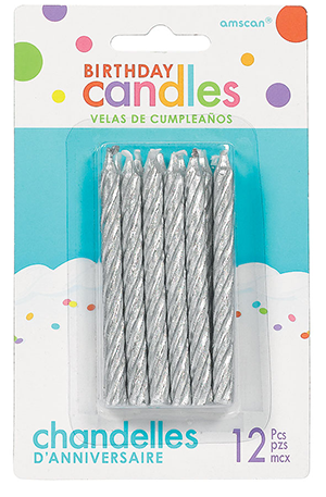 Silver twirl candles 12