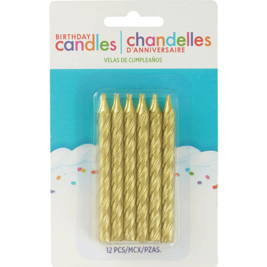 Amscan Spiral Candle - Gold