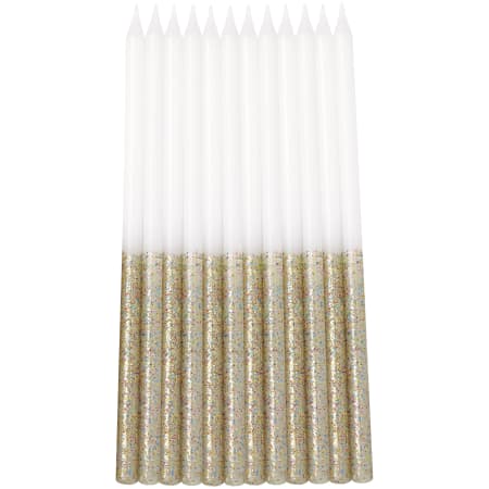 Whit and gold glitter candles