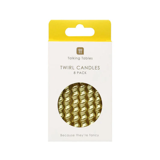 Gold Twirl Birthday Candles 8pk