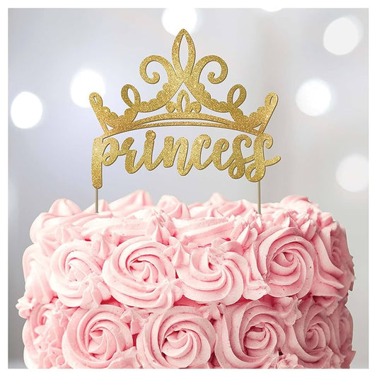 Disney Princess Gold Glitter Cake Pick - 5" x 6" (1 Pc)