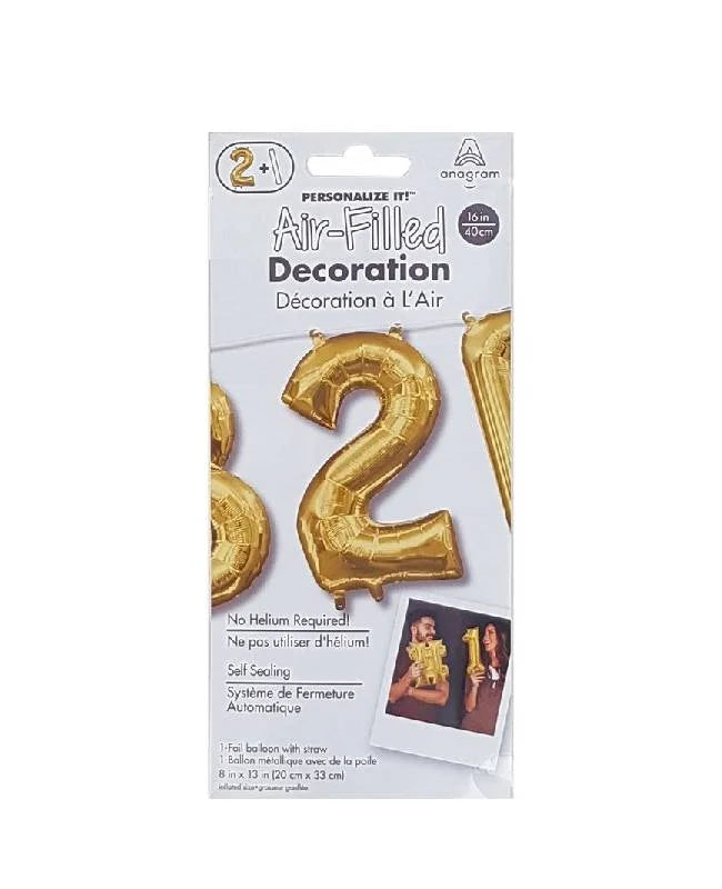 Air filled decoration NUMBE 2 - gold