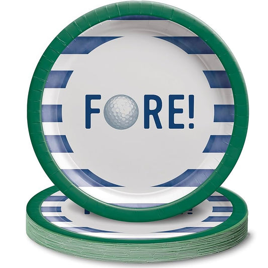 Amscan Hole in One Blue & Green Round Plates