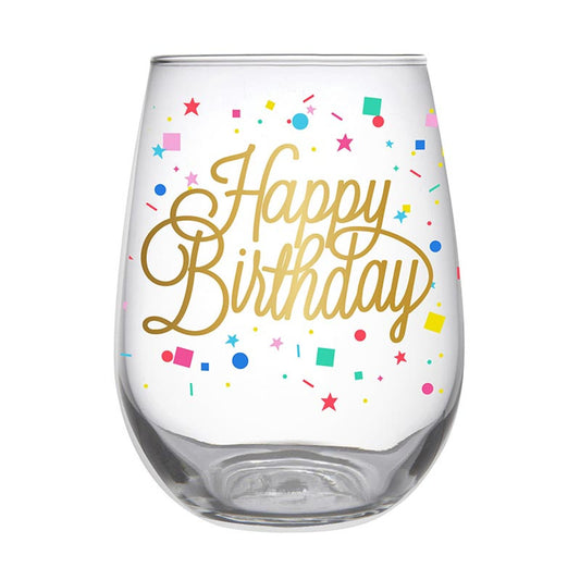 Happy Birthday Confetti Glass