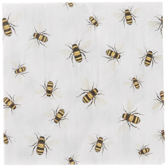 LOVELY BEES WHITE LUNCH NAPKIN
