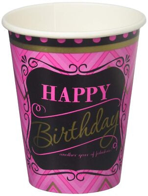 Born to Be Fabulous Modern Pink Black Adult Birthday Party 9 oz. Paper Cups