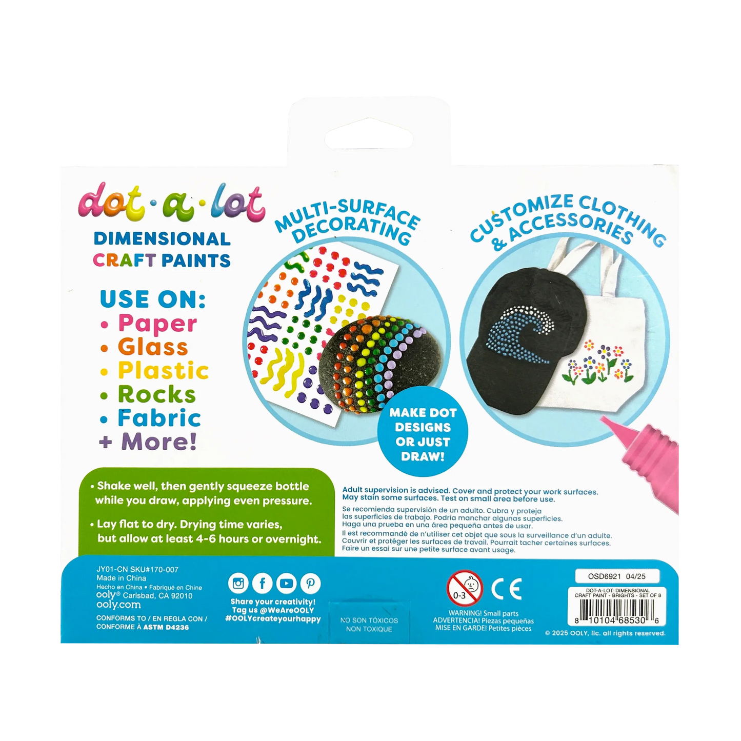 Dot-a-Lot 3D Dimensional Craft Paint - Brights - Set of 8