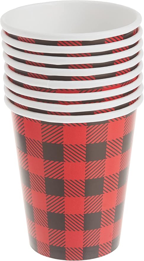 9oz Buffalo Plaid Lumberjack Party Cups, 8ct