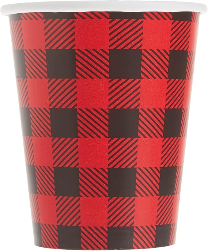 9oz Buffalo Plaid Lumberjack Party Cups, 8ct