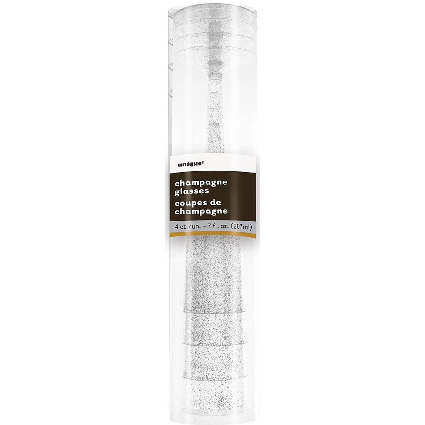 Silver Plastic Champagne Flutes, 4 Count