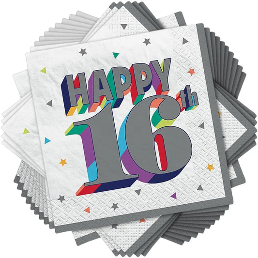 Confetti happy 16th napkins