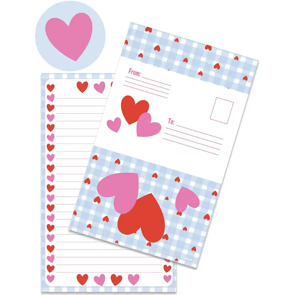 Gingham hearts Foldover Cards