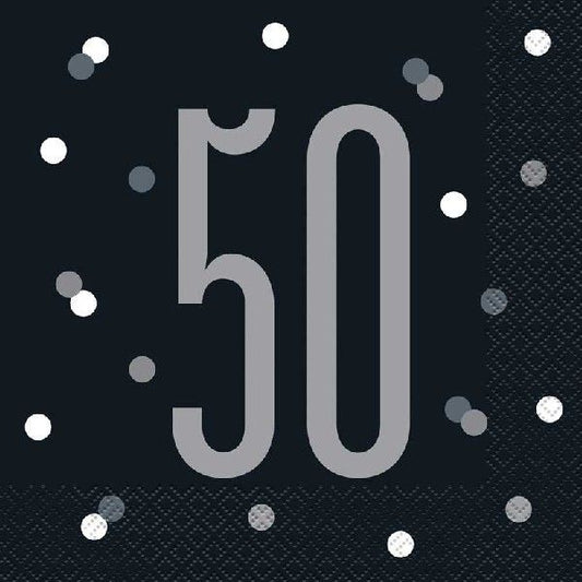 Black 50th Happy Birthday Napkins